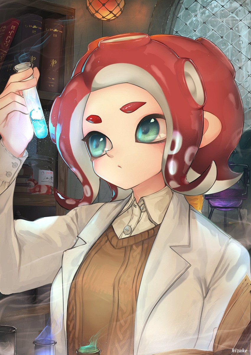 octoling player character and octoling girl (splatoon and 1 more) drawn by kashu_(hizake)