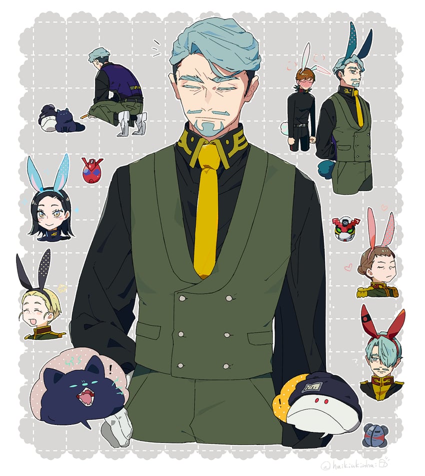 haro, challia bull, gquuuuuux, comoli harcourt, xavier olivette, and 3 more (gundam and 1 more) drawn by kinkokin_(haikinkinhai)