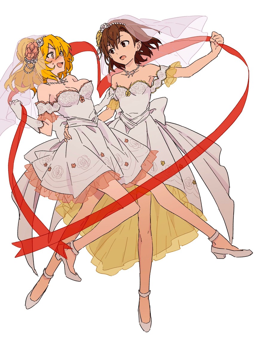 misaka mikoto and shokuhou misaki (toaru majutsu no index and 2 more) drawn by teruya_(6w6y)