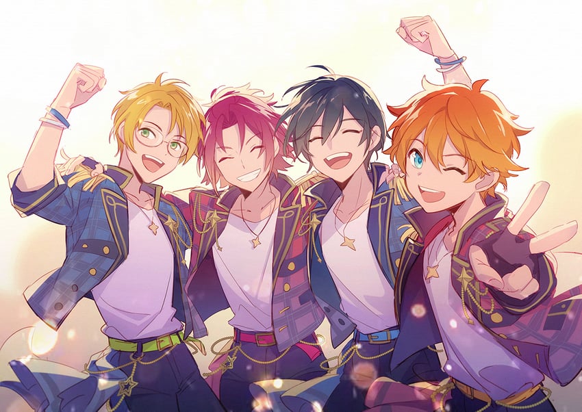 isara mao, akehoshi subaru, yuuki makoto, and hidaka hokuto (ensemble stars!) drawn by feng_you