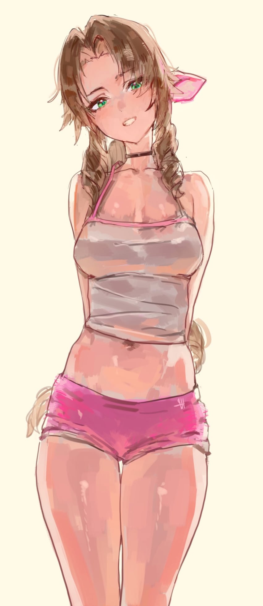 aerith gainsborough (final fantasy and 1 more) drawn by kuu_wii