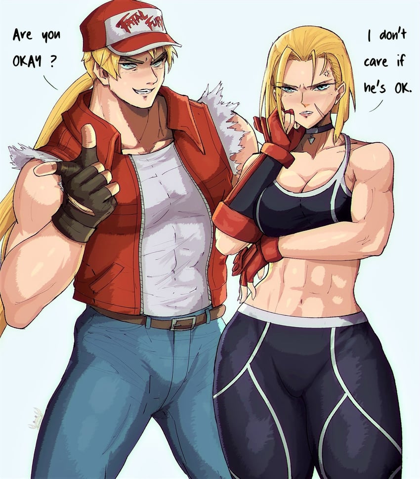 cammy white and terry bogard (street fighter and 2 more) drawn by yoracrab