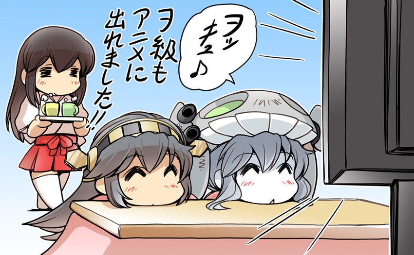 akagi, haruna, and wo-class aircraft carrier (kantai collection) drawn by hisahiko