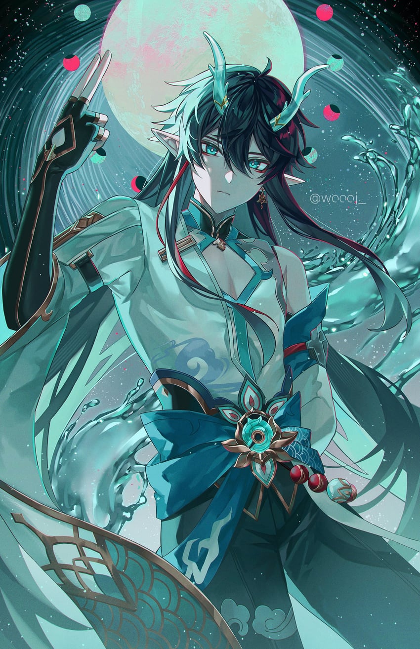 dan heng (honkai and 1 more) drawn by woooi