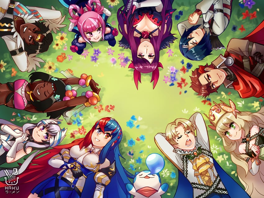 female alear, ivy, celine, sommie, veyle, and 6 more (fire emblem and 2 more) drawn by hakuramen