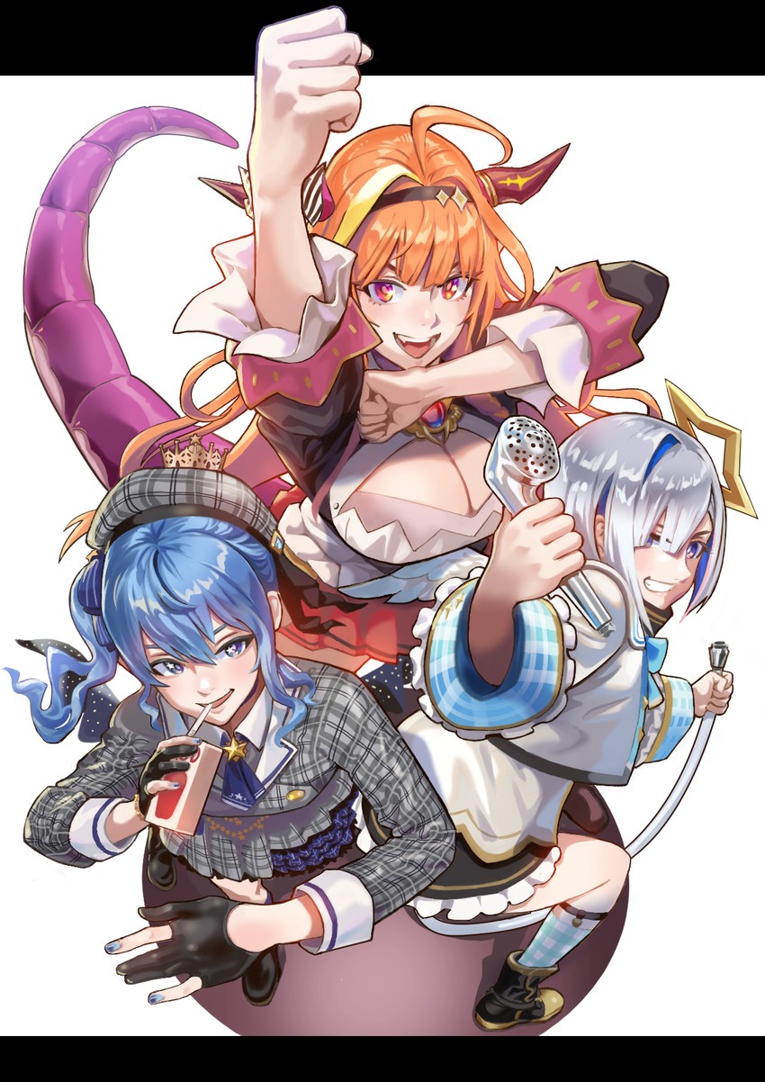 hoshimachi suisei, amane kanata, and kiryu coco (hololive and 2 more) drawn by sandal_master