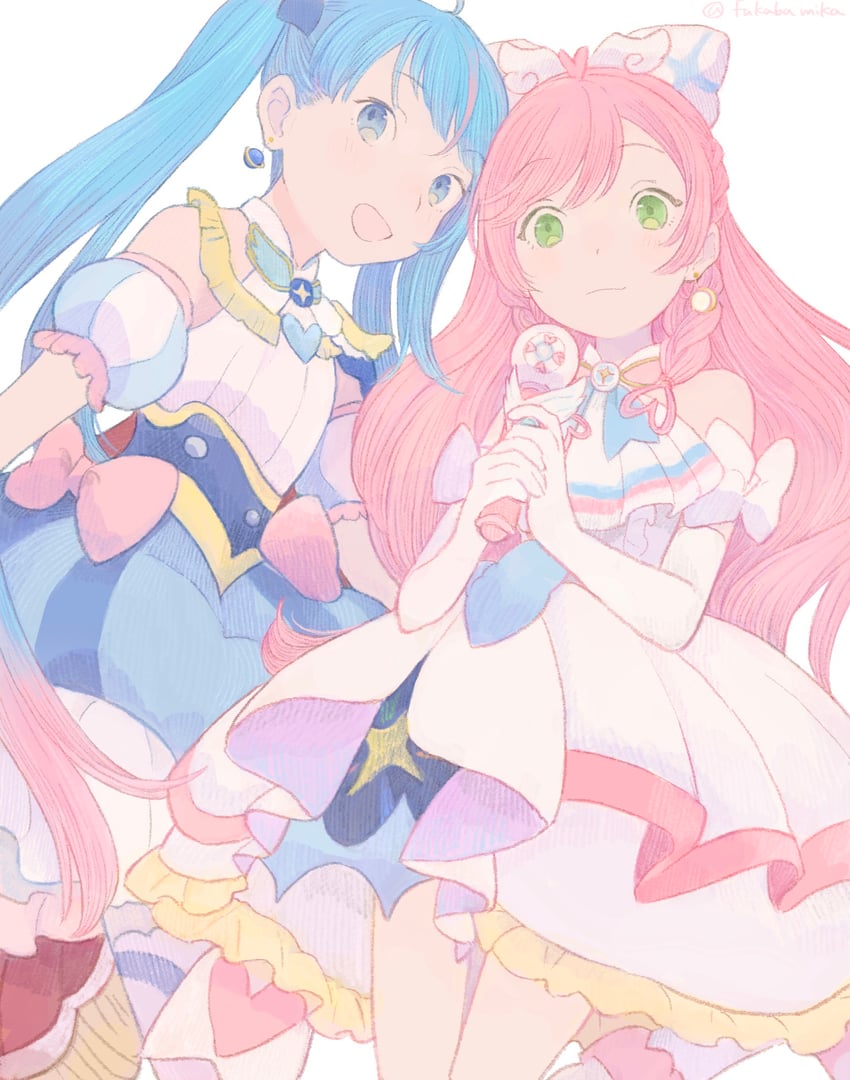 sora harewataru, nijigaoka mashiro, cure sky, and cure prism (precure and 1 more) drawn by fukaba_mika