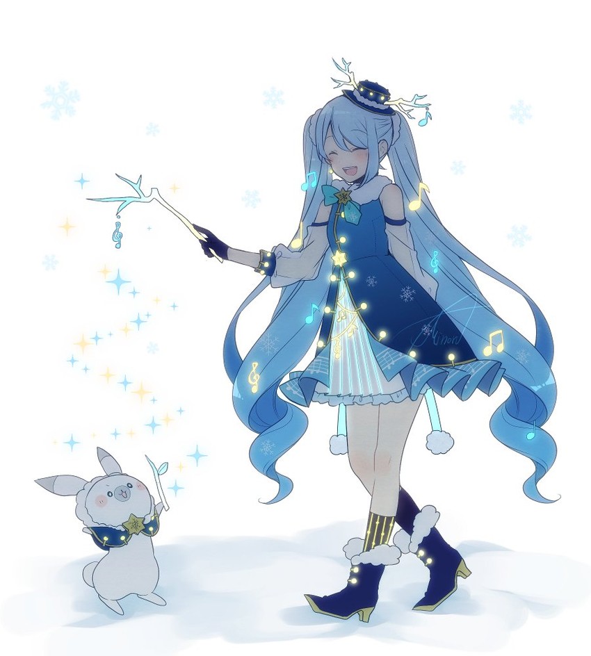 hatsune miku, yuki miku, and rabbit yukine (vocaloid) drawn by asagao_minoru