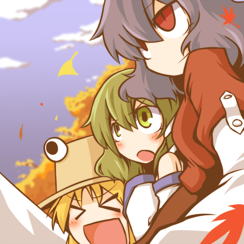 kochiya sanae, moriya suwako, and yasaka kanako (touhou) drawn by konohana_saku