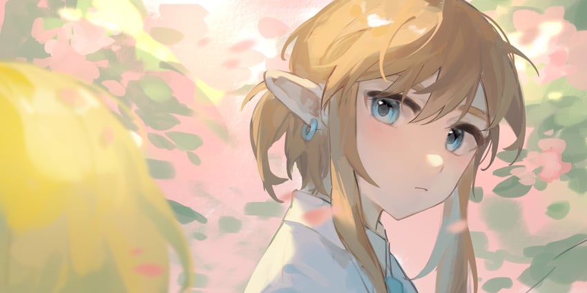 link and princess zelda (the legend of zelda and 1 more) drawn by yumiyumo3o