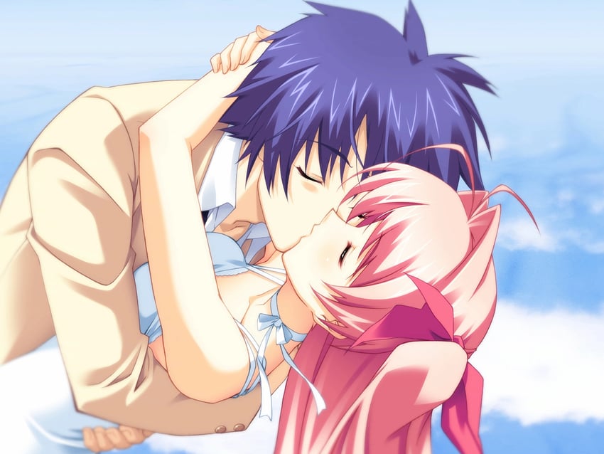 sakihata rimi and nishijou takumi (chaos;head) drawn by matsuo_yukihiro