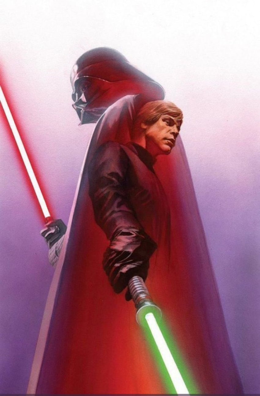 darth vader and luke skywalker (star wars and 1 more) drawn by alex_ross