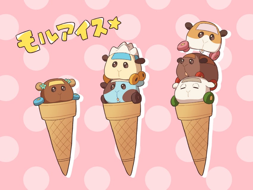 potato, shiromo, abbey, teddy, choco, and 1 more (pui pui molcar) drawn by kani_aruki_(aruki_kanikani)