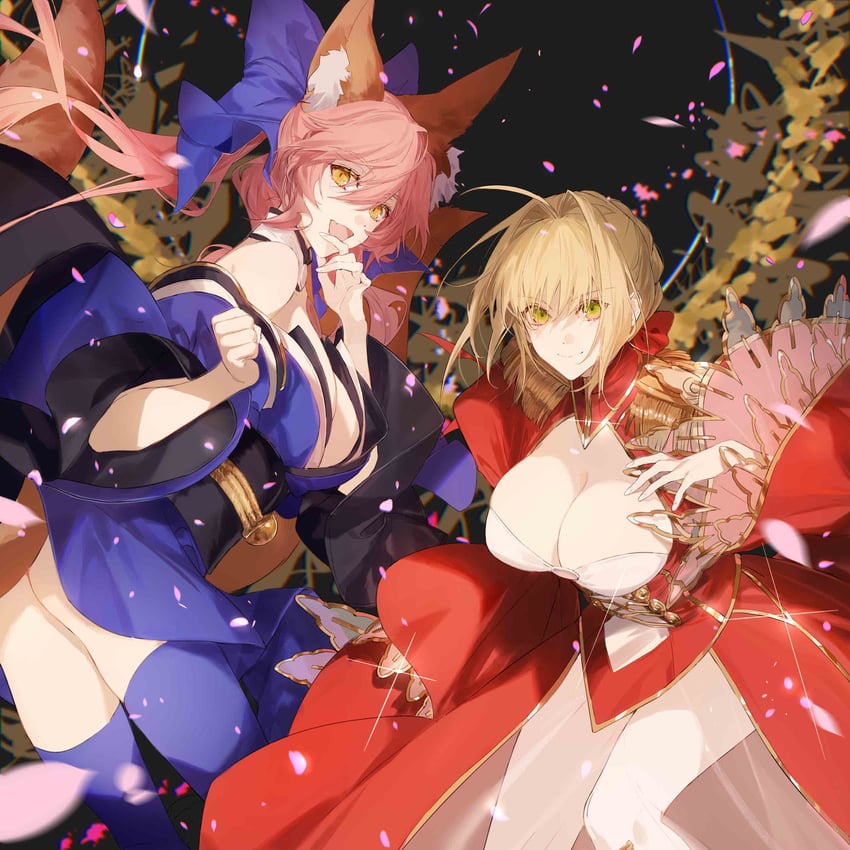 tamamo, nero claudius, and tamamo no mae (fate and 1 more) drawn by bsq
