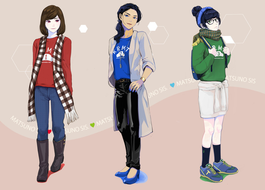 choroko, karako, and osoko (osomatsu and 1 more) drawn by korkor_(kiskor)