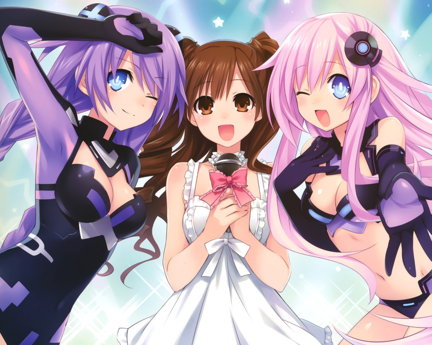 purple heart, purple sister, and ayane (real life and 2 more) drawn by tsunako