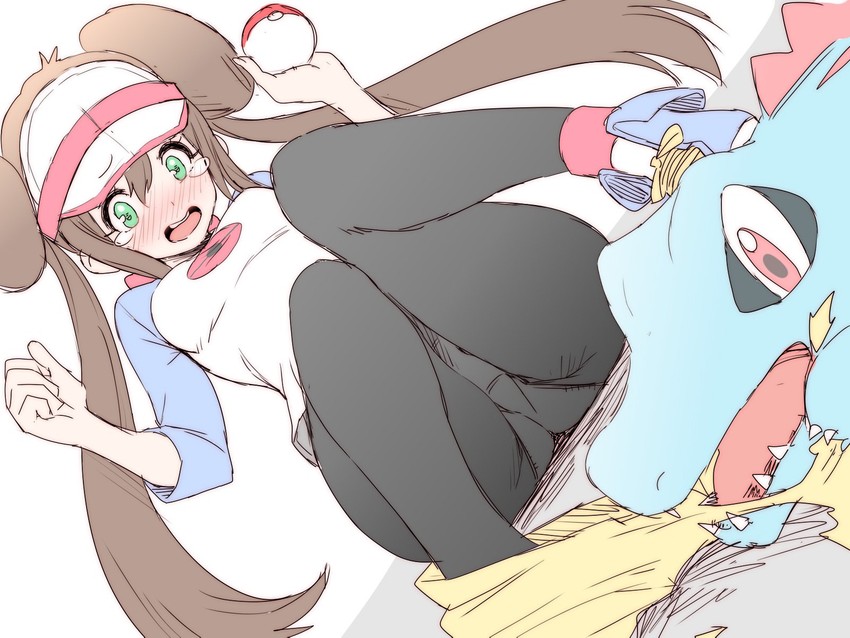 rosa and totodile (pokemon and 1 more) drawn by whoosaku