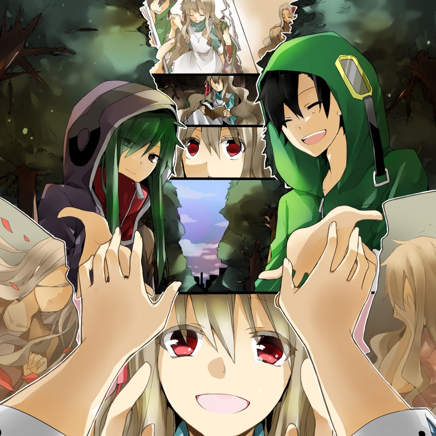 kozakura marry, kido tsubomi, seto kousuke, and kozakura shion (kagerou project and 1 more) drawn by shima_(pikathu-love)
