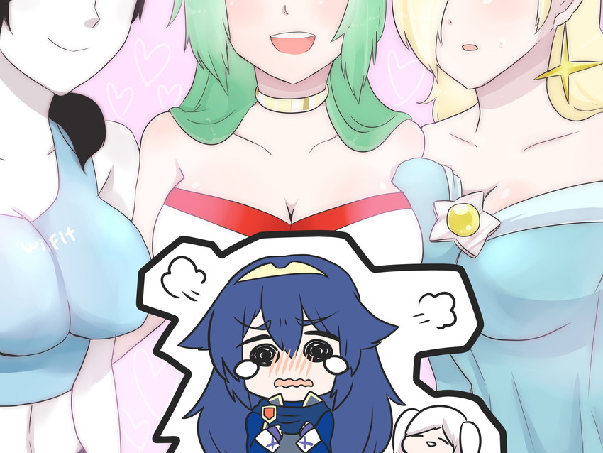 lucina, rosalina, female robin, palutena, and wii fit trainer (fire emblem and 6 more) drawn by tomo_(aimaruroi)