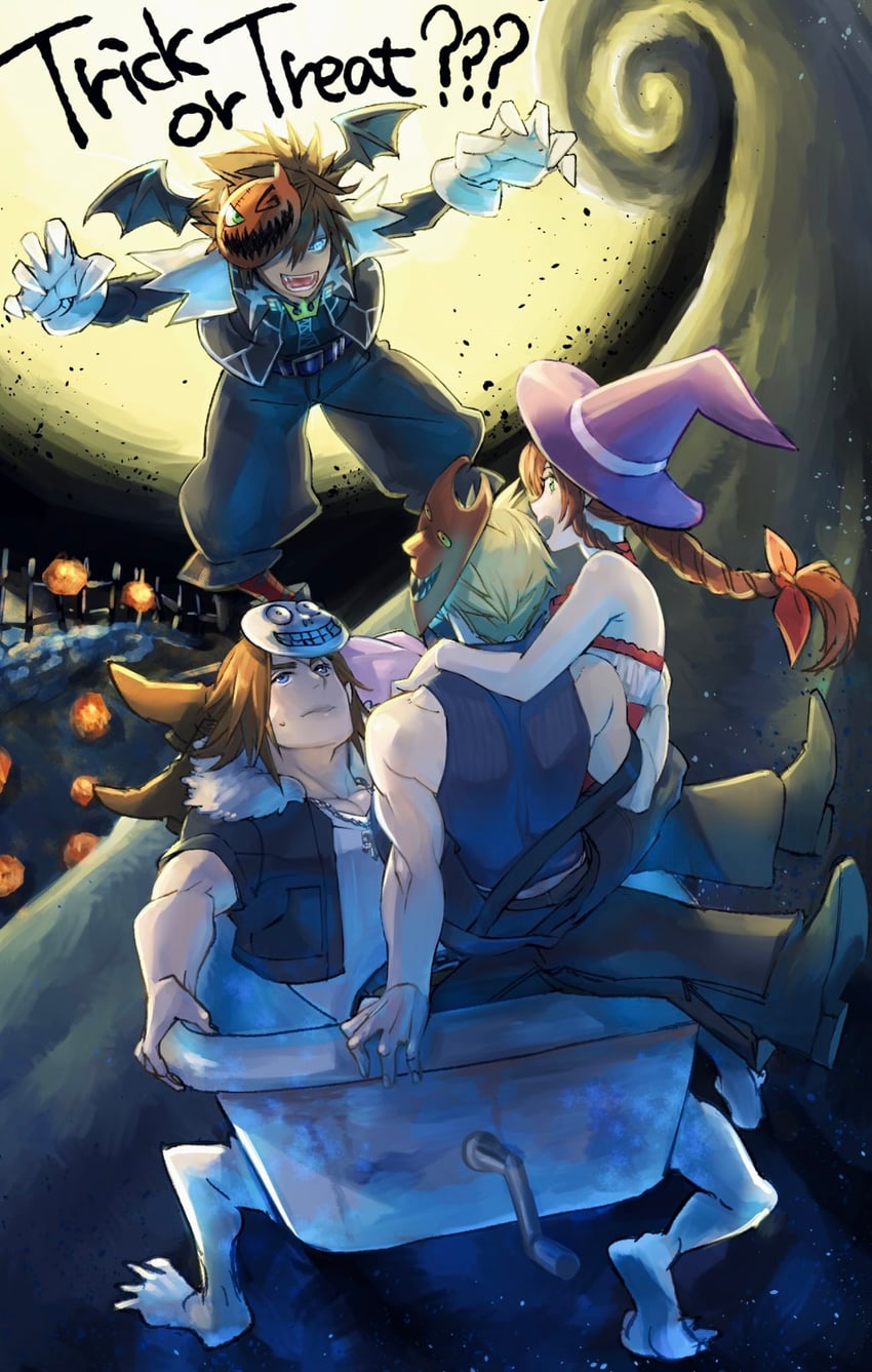 cloud strife, aerith gainsborough, squall leonhart, sora, shock, and 2 more (final fantasy and 6 more) drawn by ryouto