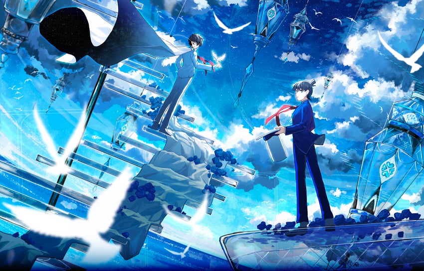 kudou shin'ichi and kaitou kid (meitantei conan and 1 more) drawn by avatra