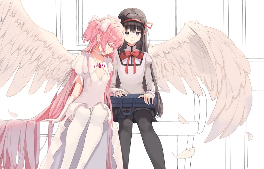 akemi homura, kaname madoka, and ultimate madoka (mahou shoujo madoka magica) drawn by moonfire
