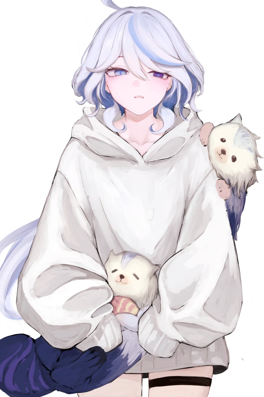furina and leisurely otter (genshin impact) drawn by suzukano_pon
