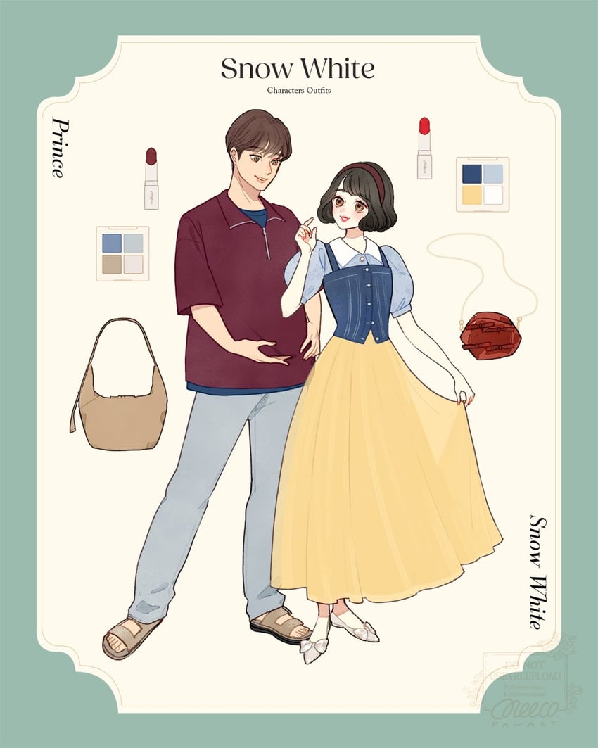 snow white and the prince (snow white and the seven dwarfs) drawn by meecosme