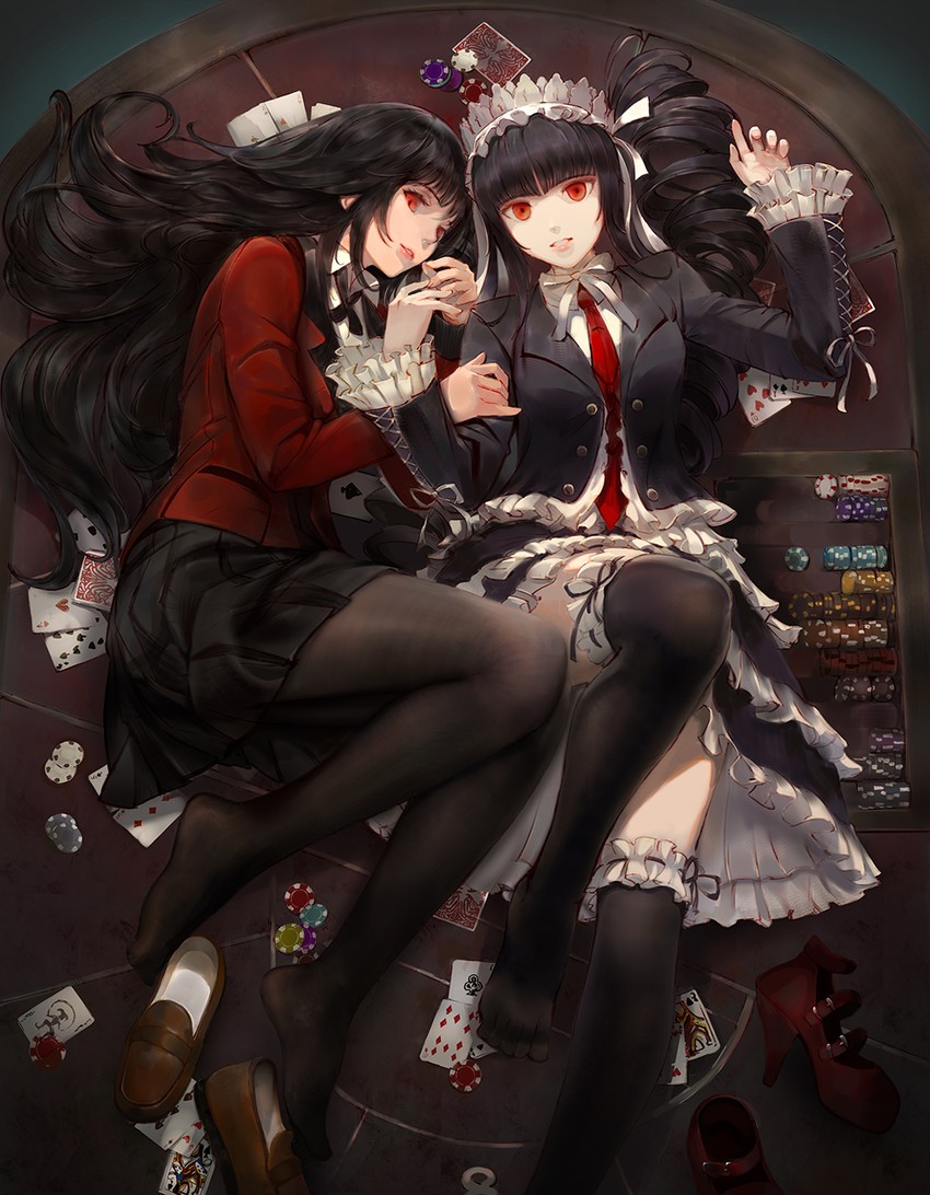 celestia ludenberg and jabami yumeko (danganronpa and 2 more) drawn by chowbie