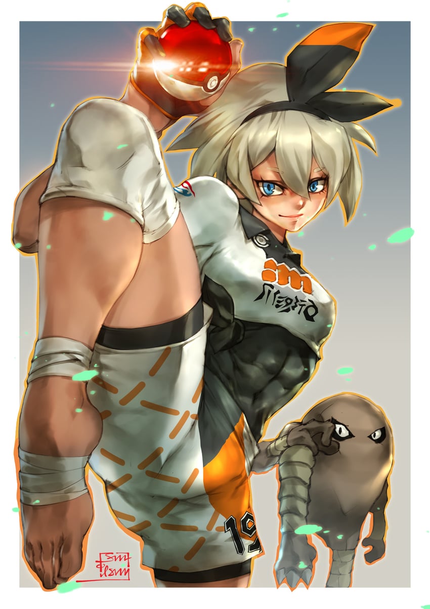 bea and hitmonlee (pokemon and 1 more) drawn by iamzoof