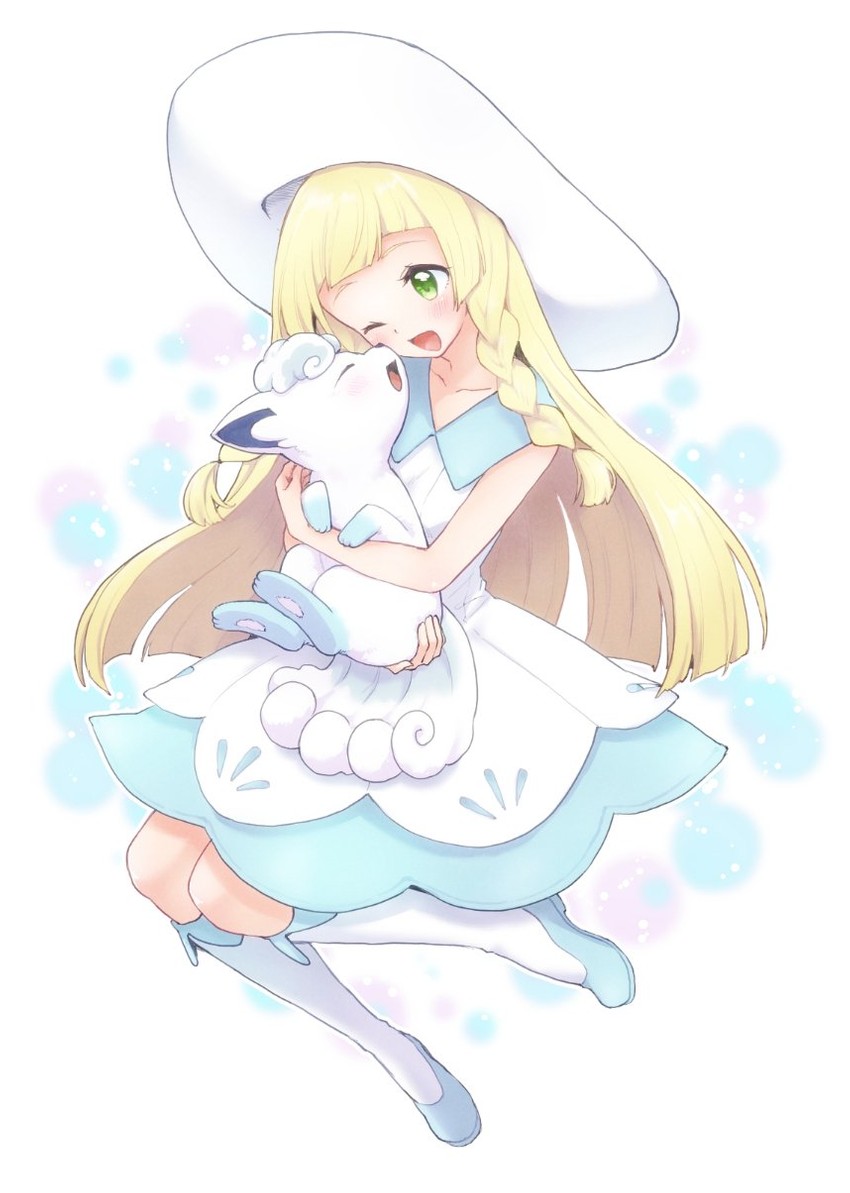 lillie and alolan vulpix (pokemon and 1 more) drawn by sa_ioio