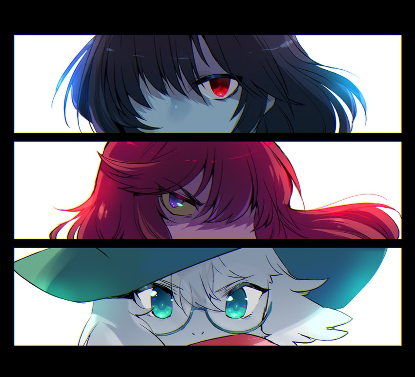 kris, ralsei, and susie (deltarune) drawn by komugiko_(bitte_komu)