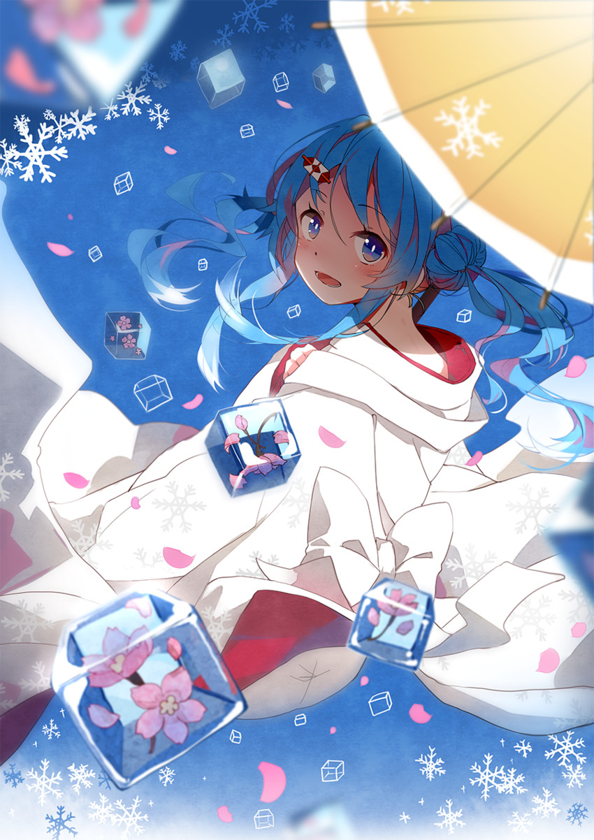 hatsune miku and yuki miku (vocaloid) drawn by hika_(ozeluk)