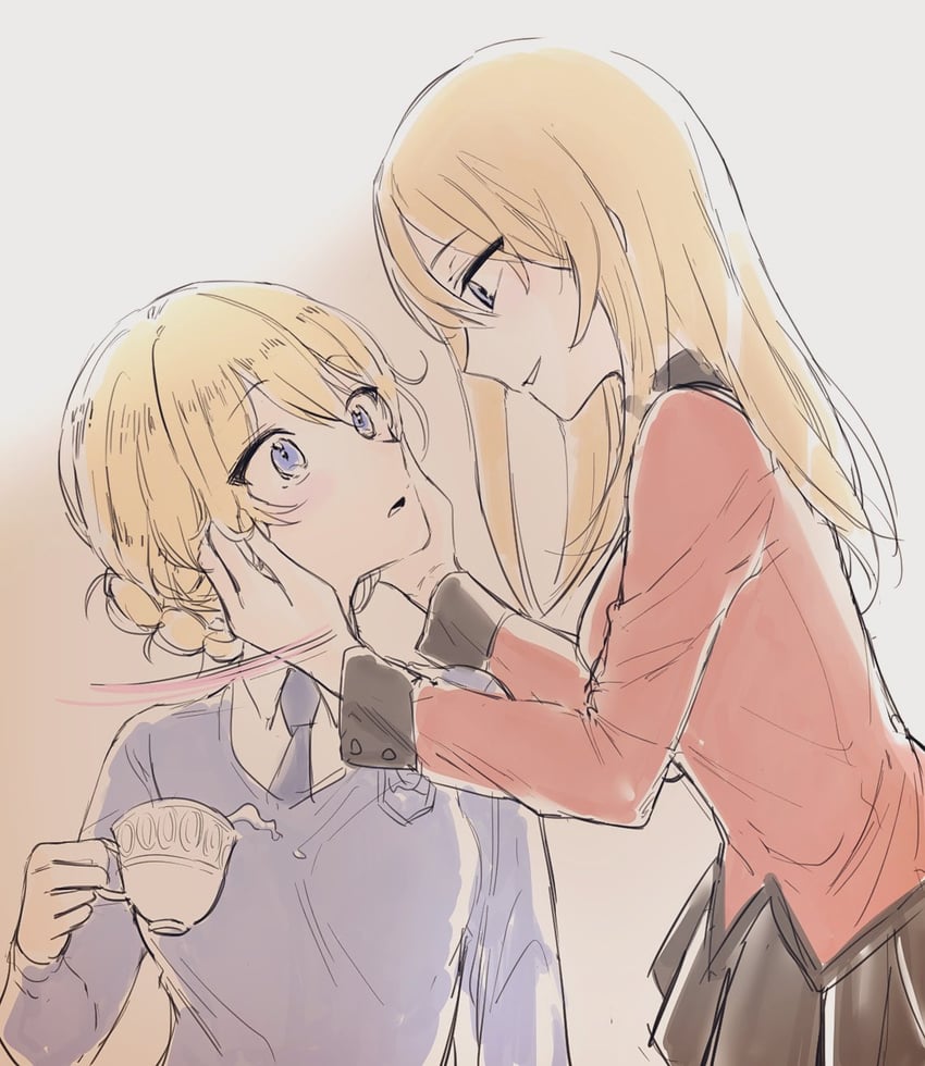 darjeeling and earl grey (girls und panzer) drawn by 100zi