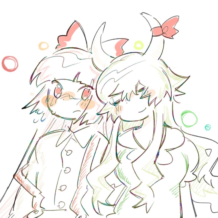 fujiwara no mokou, kamishirasawa keine, and ex-keine (touhou) drawn by y_m_xanadu
