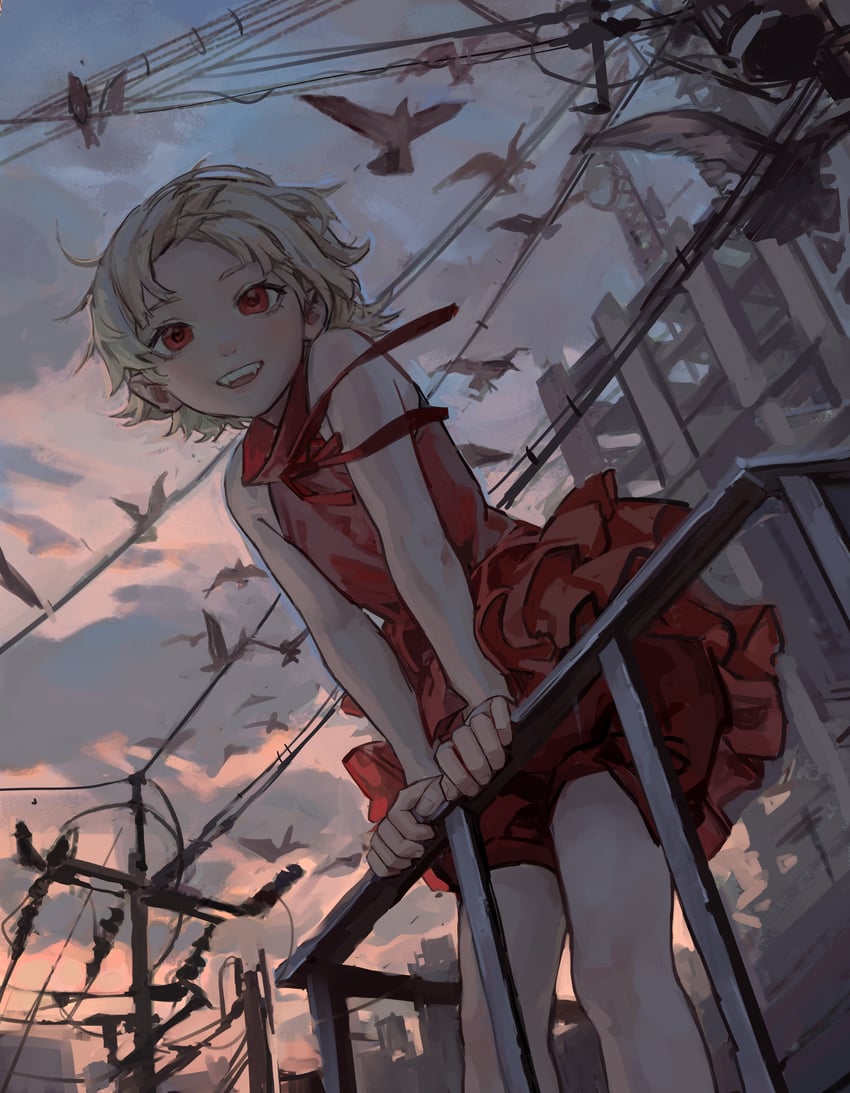 oshino shinobu (monogatari and 1 more) drawn by solipsist