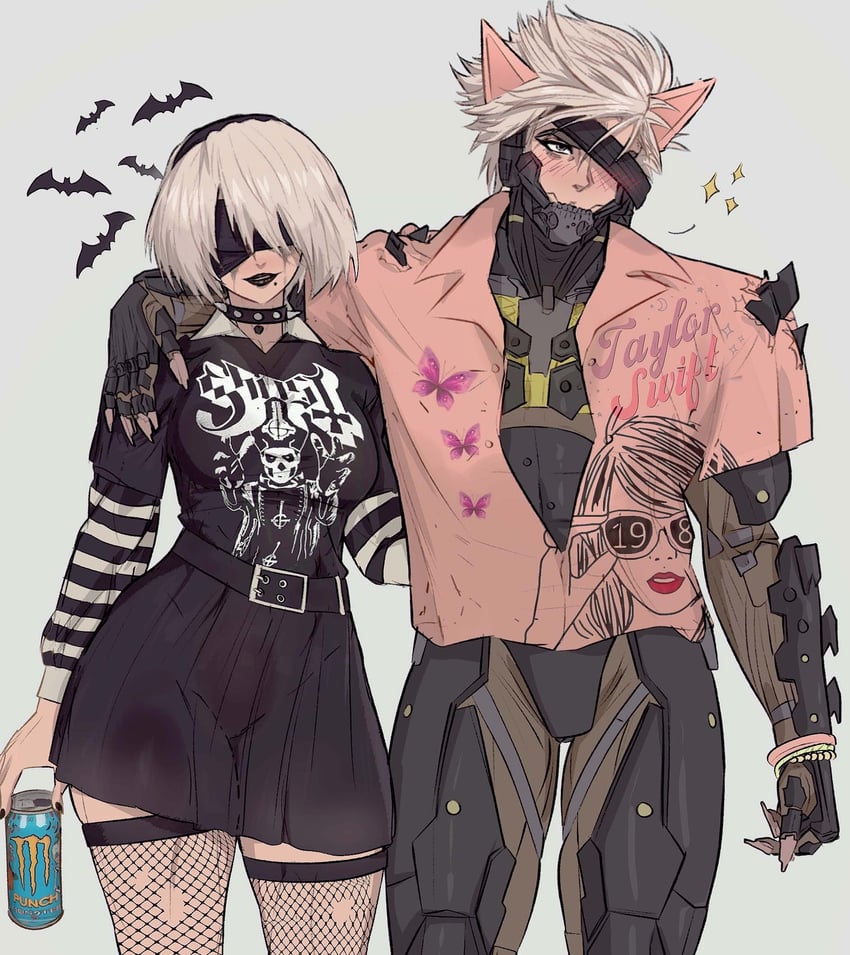 2b, raiden, and taylor swift (nier and 4 more) drawn by yoracrab