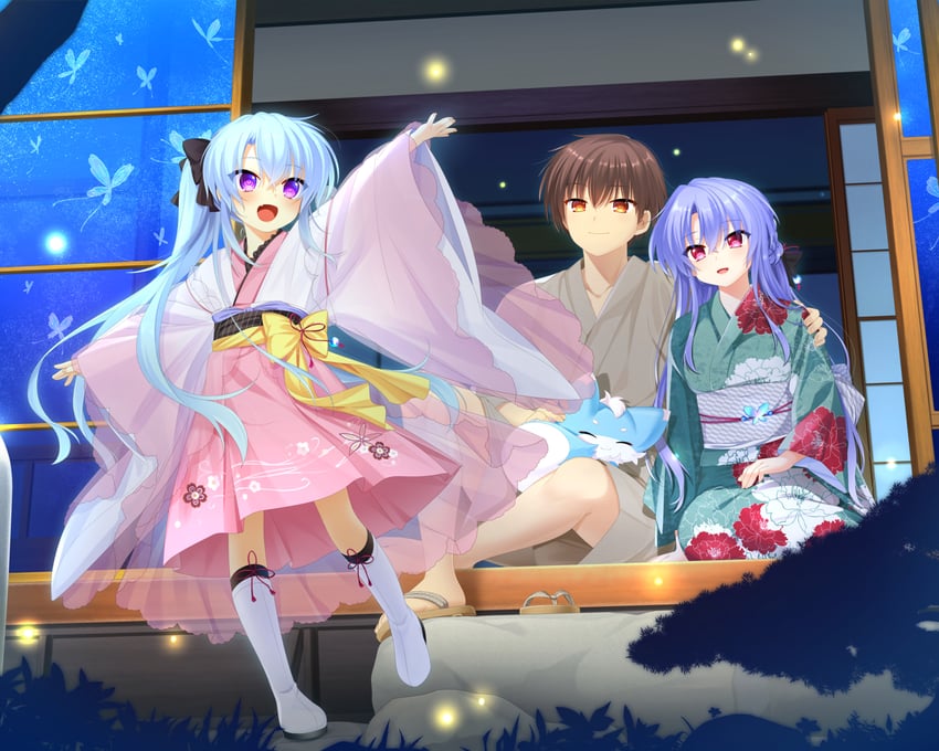 sorakado ao, takahara hairi, and inari (summer pockets) drawn by otou_(otou_san)