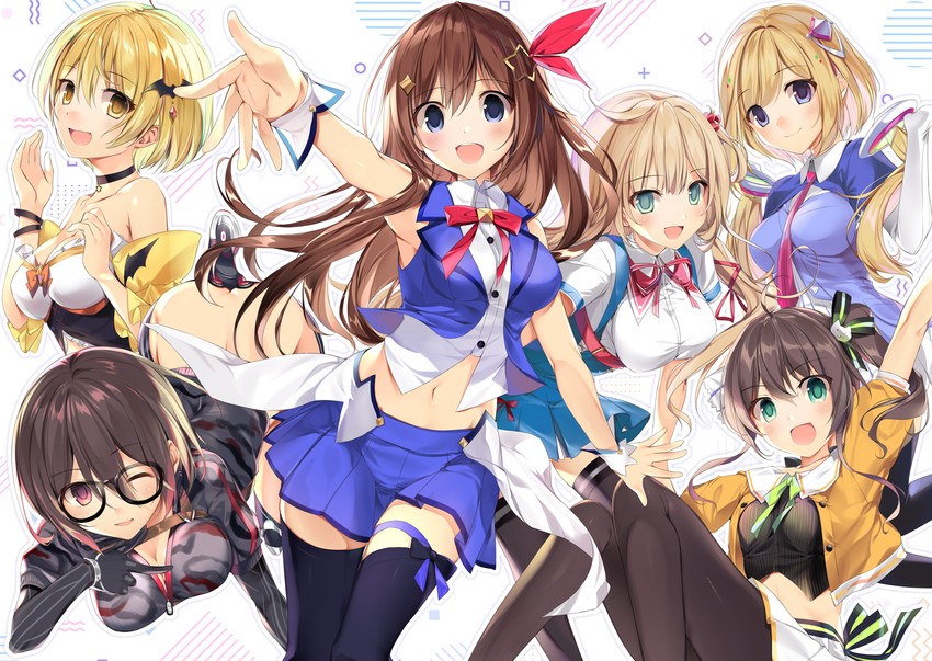 natsuiro matsuri, akai haato, tokino sora, aki rosenthal, roboco-san, and 1 more (hololive) drawn by karory