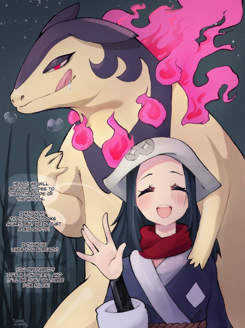 akari and hisuian typhlosion (pokemon and 1 more) drawn by ghoulmommie