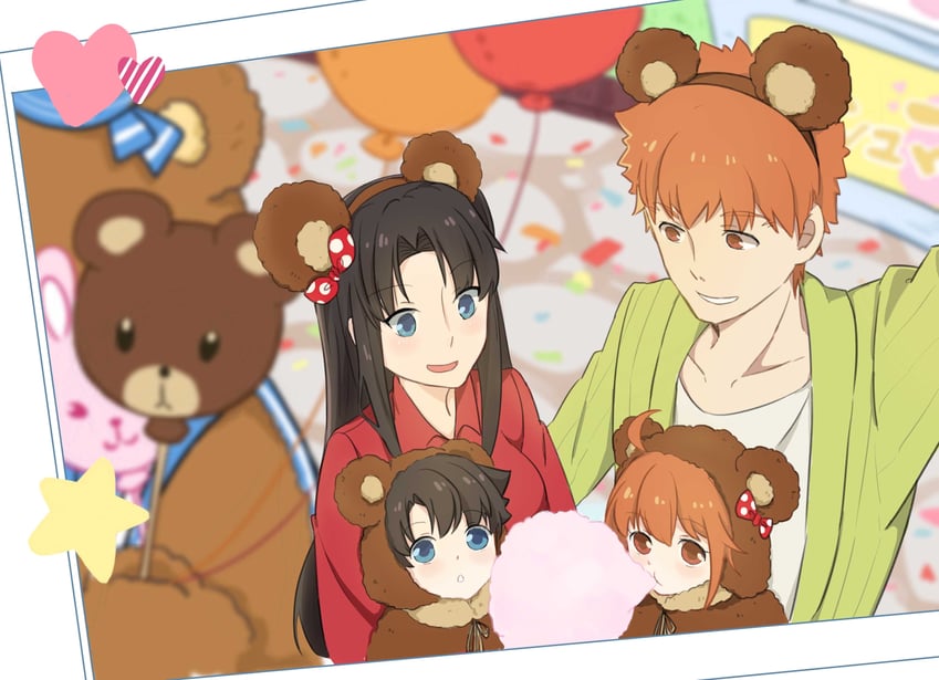 fujimaru ritsuka, tohsaka rin, and emiya shirou (fate and 3 more) drawn by konsan_(shinonome_root3)