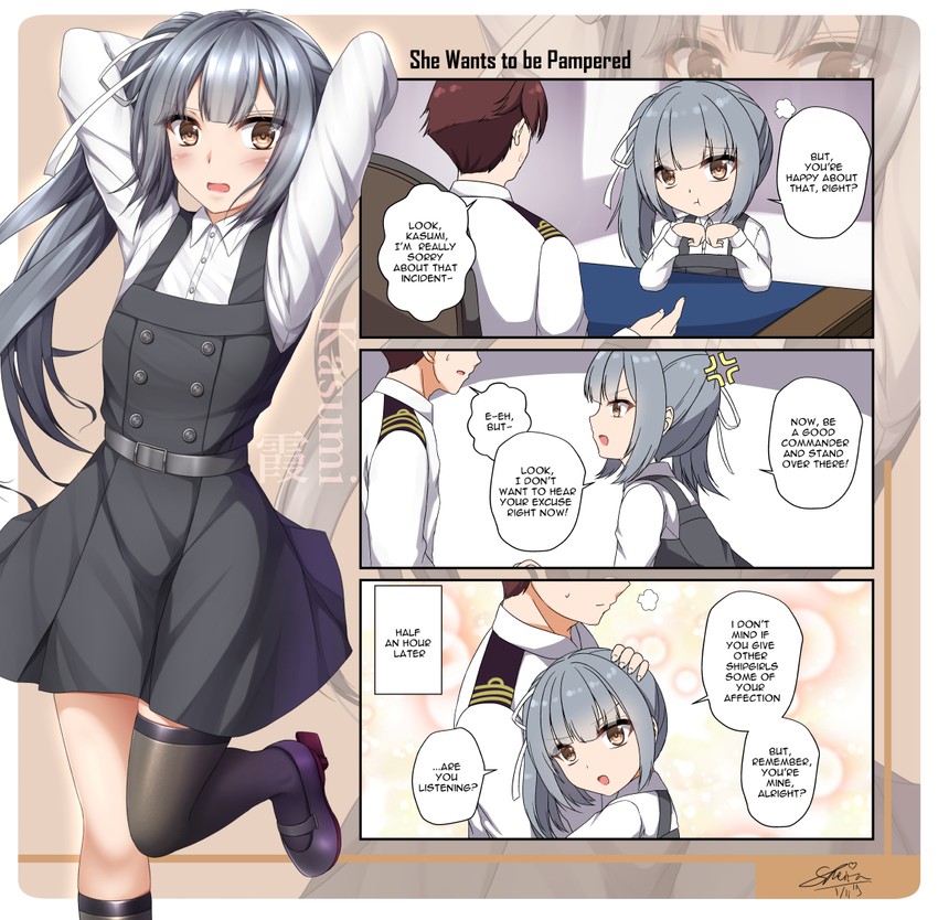 admiral, kasumi, and kasumi kai ni (kantai collection) drawn by sheita