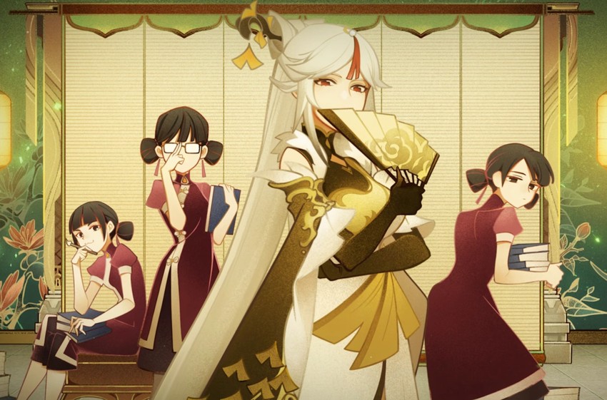 ningguang, baishi, baixiao, and baiwen (genshin impact) drawn by san_puat