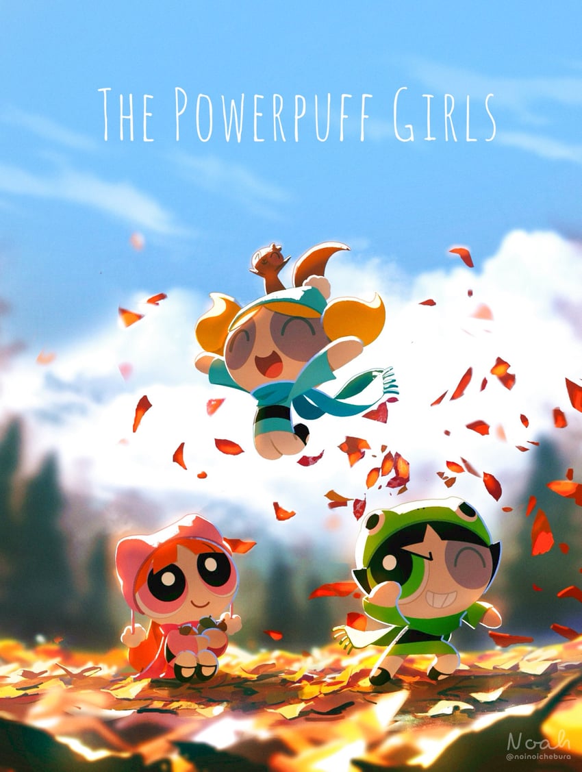 buttercup, blossom, and bubbles (powerpuff girls) drawn by noah_(rokoroko)