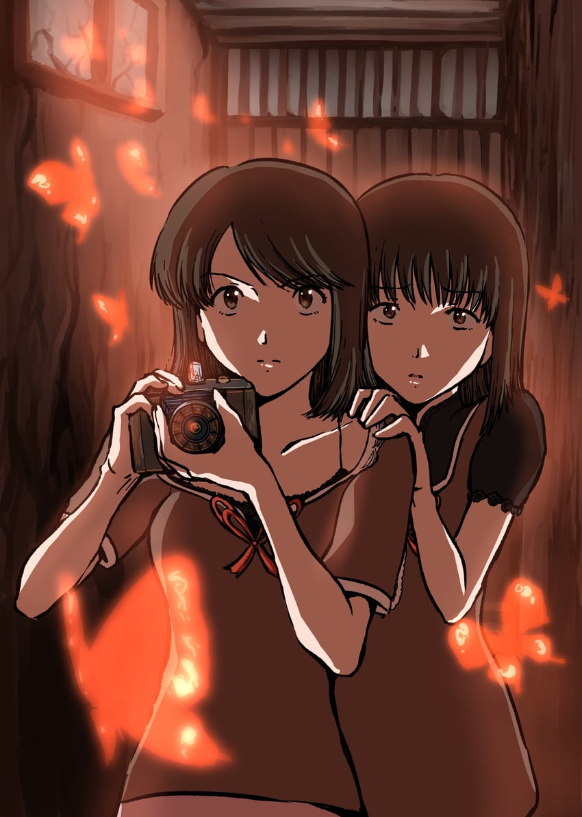 amakura mio and amakura mayu (fatal frame and 1 more) drawn by midnamana