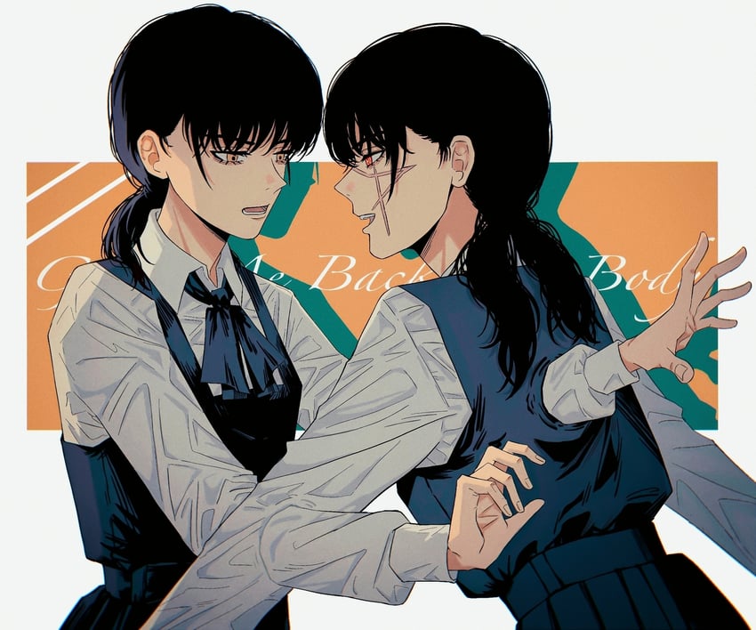 yoru and mitaka asa (chainsaw man) drawn by yumu_(8181018)