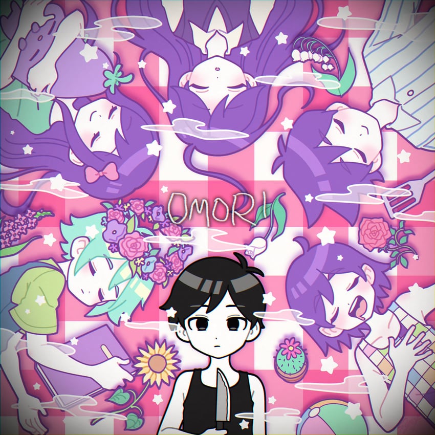 omori, basil, aubrey, mari, kel, and 2 more (omori) drawn by syu_x