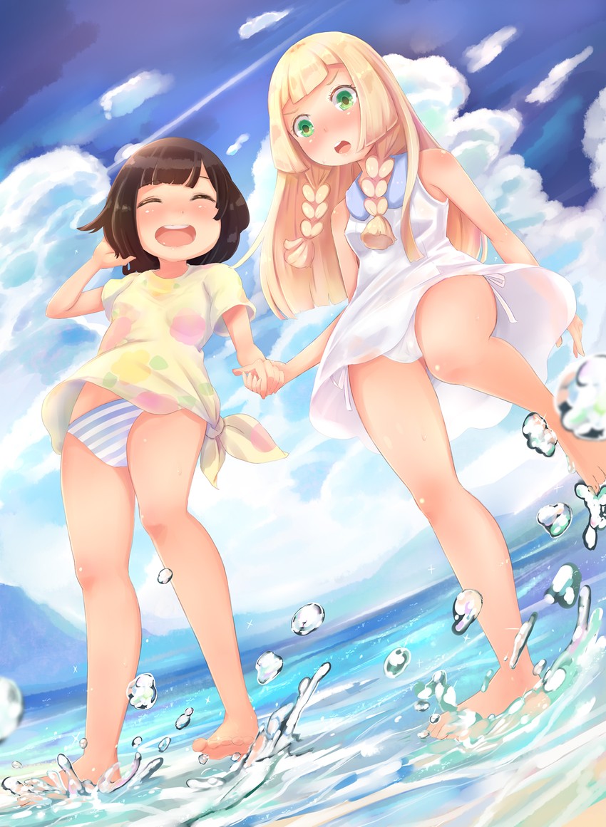 lillie and selene (pokemon and 2 more) drawn by yuno_(mioalice)