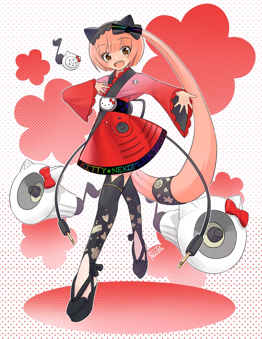 hello kitty and nekomura iroha (vocaloid and 4 more) drawn by panda_doodles