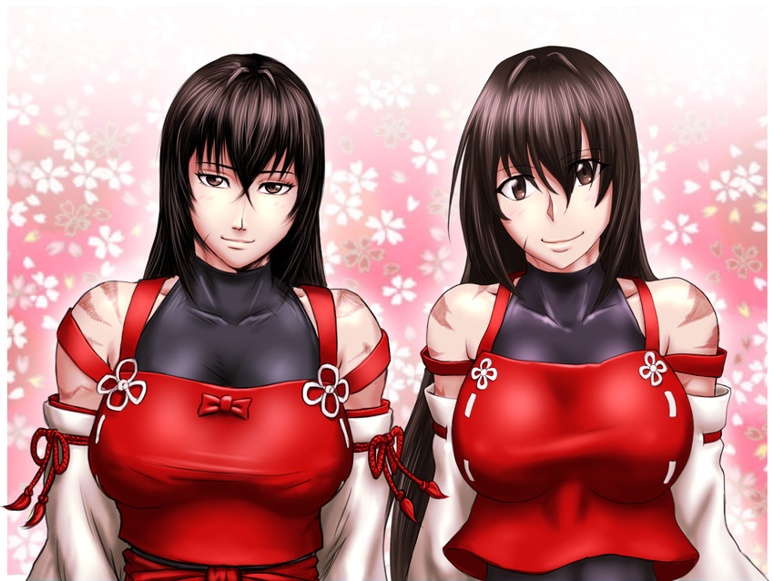 sendai hakurei no miko (original and 2 more) drawn by samuimu and taikyoku_tsurugi
